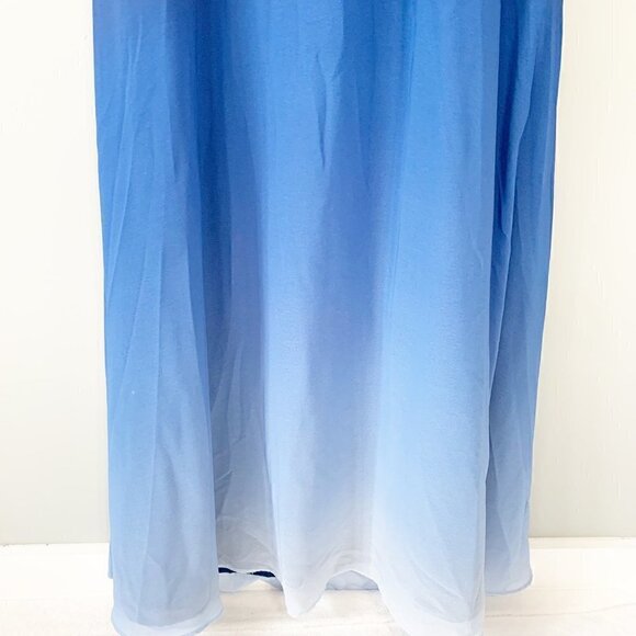 ModCloth blue ombre halter chiffon‎ flowy maxi formal dress - Picture 4 of 12